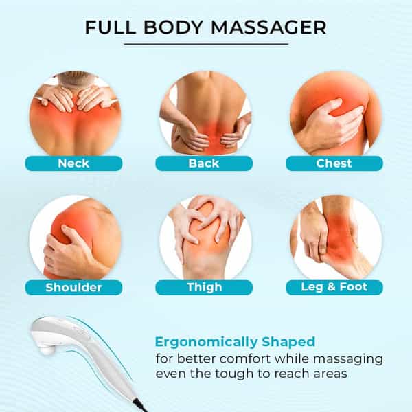 Beatxp Stream Prime Full Body Massager Machine For Pain Relief With 4 Attachments (Metallic Silver)