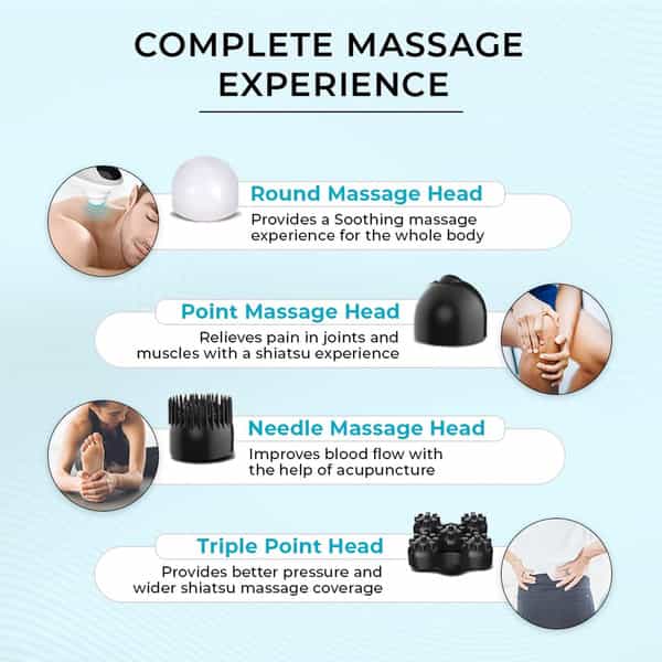 Beatxp Stream Prime Full Body Massager Machine For Pain Relief With 4 Attachments (Metallic Silver)
