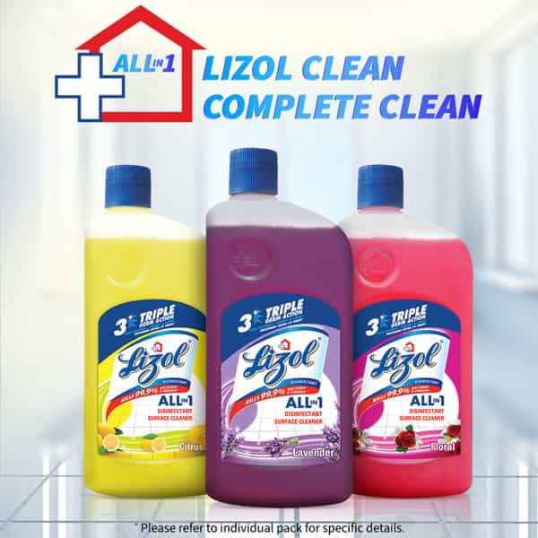 Lizol Lavender Disinfectant Floor Cleaner Liquid Bottle Of 1000 Ml
