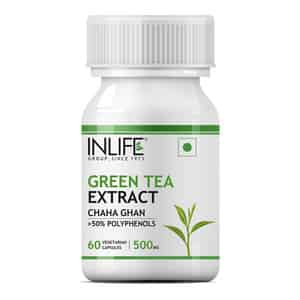 Inlife Green Tea Extract For Weight Loss & Antioxidant 50% Polyphenols 500 Mg - 60 Veg Capsules