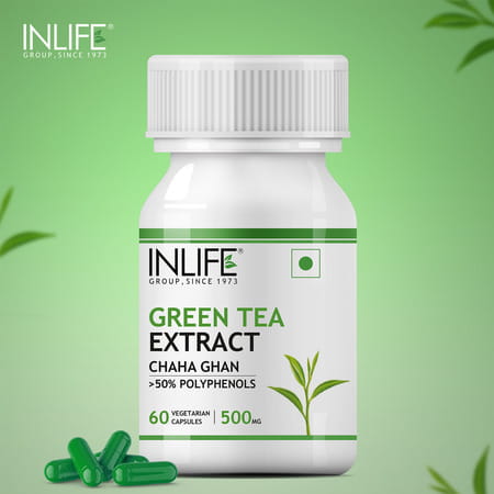 Inlife Green Tea Extract For Weight Loss & Antioxidant 50% Polyphenols 500 Mg - 60 Veg Capsules