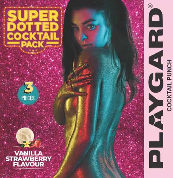 Playgard Cocktail Punch Vanilla Strawberry Flavour Super Dotted Condom 3'S