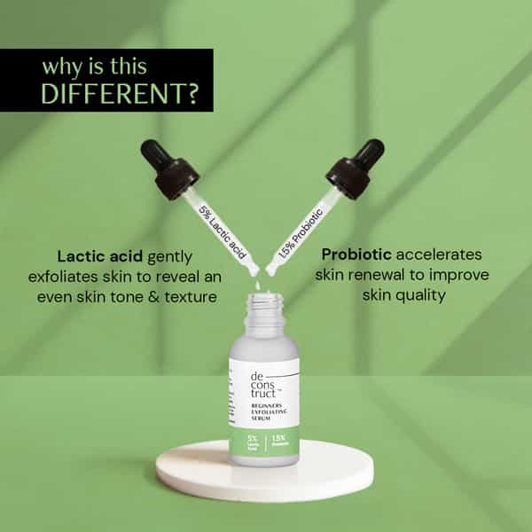Deconstruct Beginners Exfoliating Serum- 5% Lactic Acid + 1.5% Probiotics (30Ml)