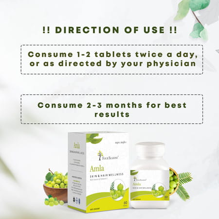 Four Seasons Amla Tablets - 60 Tabs | Skin & Hair Care| Rich In Vitamin C & Antioxidants (Pack Of 2)