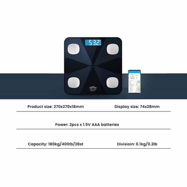 Hoffen Ho19 Bluetooth Bmi | Bmr Weight Machine For Body Weight With 13 Essential Body Parameters