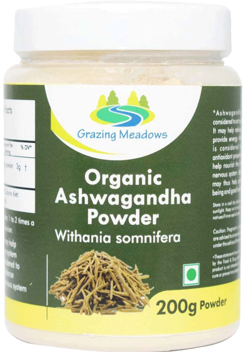 Grazing Meadows Organic Ashwagandha Powder (Withania Somnifera) 200 Gms