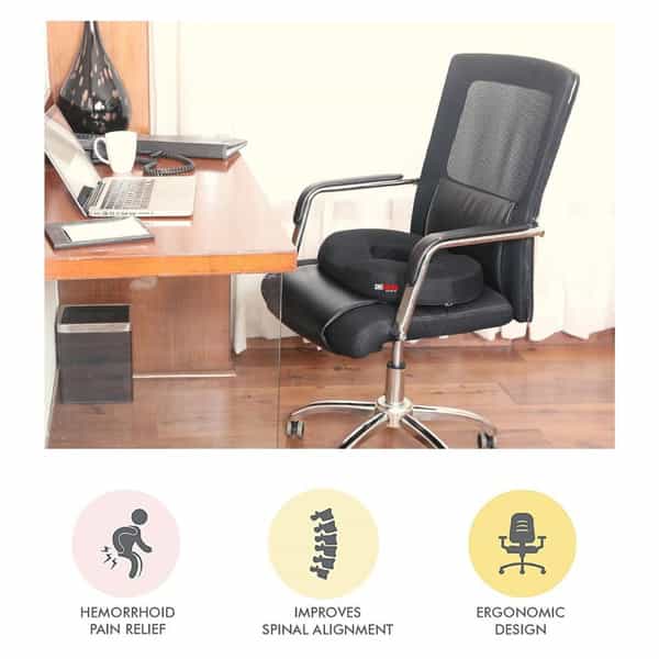 Chevalier Donut Round Ring Coccyx Seat Cushion For Piles Patients | Pregnancy | Black