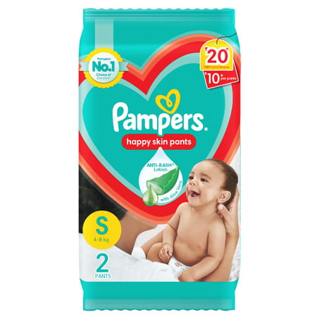 Pampers Happy Skin Pants - Small | 4-8kg (2 Count)