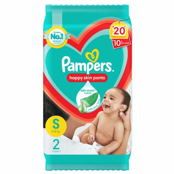 Pampers Happy Skin Pants - Small | 4-8Kg (2 Count)