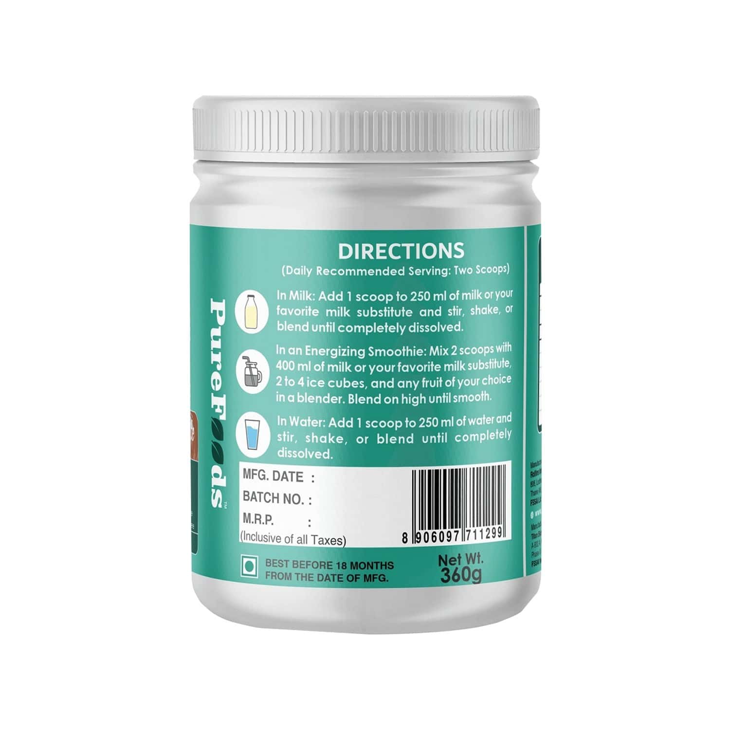 Buy PUREFOODS PF RICE PROTEIN CHOCOLATE FLAVOUR - 360G Online & Get ...