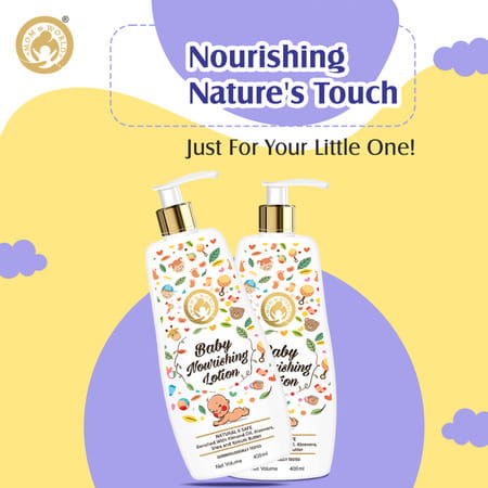 Mom & World Baby Nourishing Lotion For Baby Natural & Safe Enriched With Almond Oil Aloevera 400 Ml