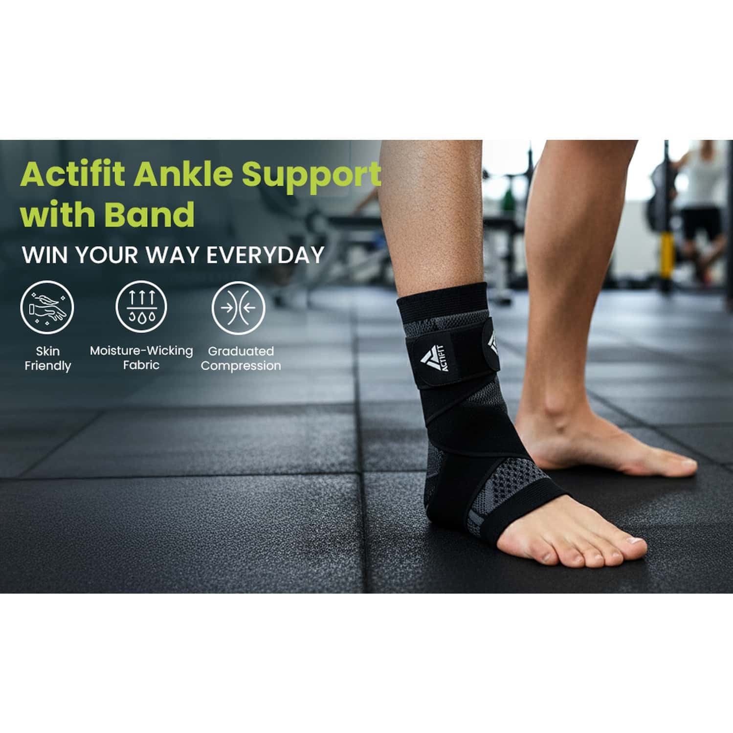 Actifit Ankle Support With Adjustable Band - Compression Brace For Pain Relief Sports & Gym - Size M
