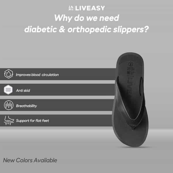 Liveasy Essentials Women's Diabetic & Orthopedic Slippers - Black - Size Uk 7 / Us 10
