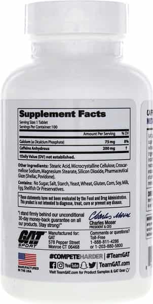 Gat Caffeine 100 Ct (100 Capsules)