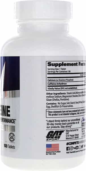 Gat Caffeine 100 Ct (100 Capsules)