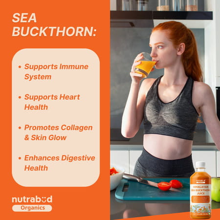 Nutrabud Organics Sea Buckthorn Berry Juice | Vitamin C | Omega 3 | 6 | 7 | 9 & Antioxidants | 500ml