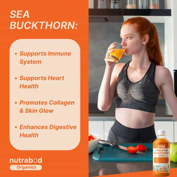 Nutrabud Organics Sea Buckthorn Berry Juice | Vitamin C | Omega 3 | 6 | 7 | 9 & Antioxidants | 500Ml