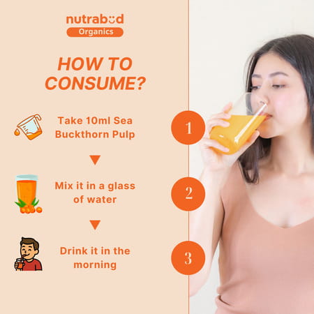 Nutrabud Organics Sea Buckthorn Berry Juice | Vitamin C | Omega 3 | 6 | 7 | 9 & Antioxidants | 500ml