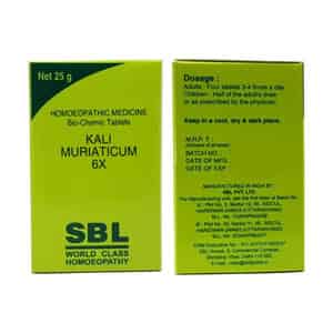 Sbl Kali Muriaticum Biochemic Tablet 6x 25 Gm Pack Of 2