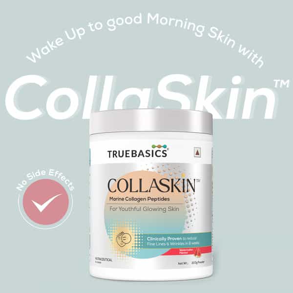 Truebasics Collaskin | Marine Collagen Peptides For Youthful Glowing Skin | Watermelon | 200 G