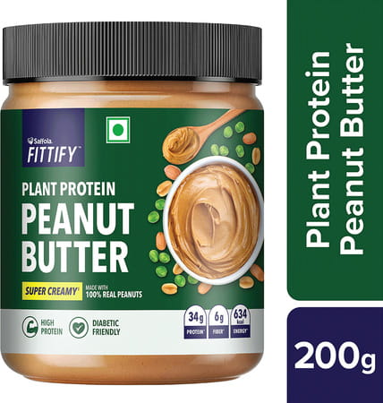 Saffola Fittify Plant Protein Peanut Butter Super Creamy 200g Jar