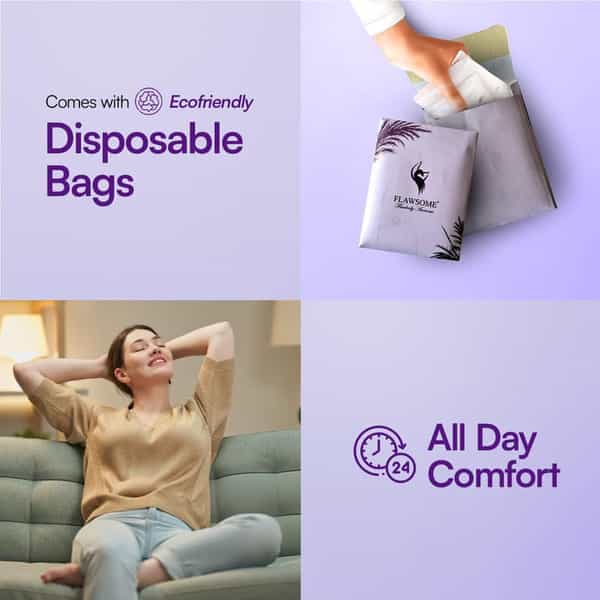 Flawsome Sensitive Sanitary Pads With Paper Disposal Pouches | No Chemicals | Size Xl - 20N
