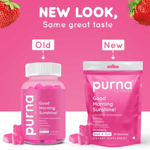 Purna Gummies Complete Beauty Multivitamin Strawberry Gummies - 30