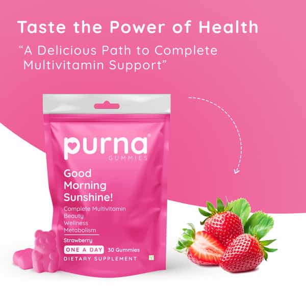 Purna Gummies Complete Beauty Multivitamin Strawberry Gummies - 30