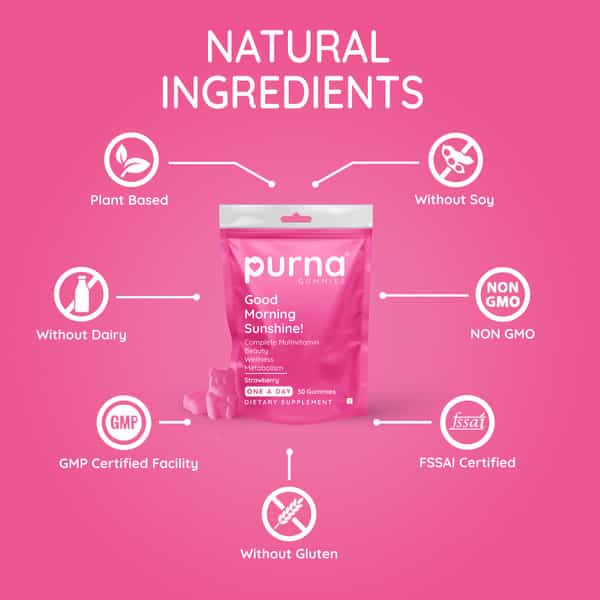 Purna Gummies Complete Beauty Multivitamin Strawberry Gummies - 30