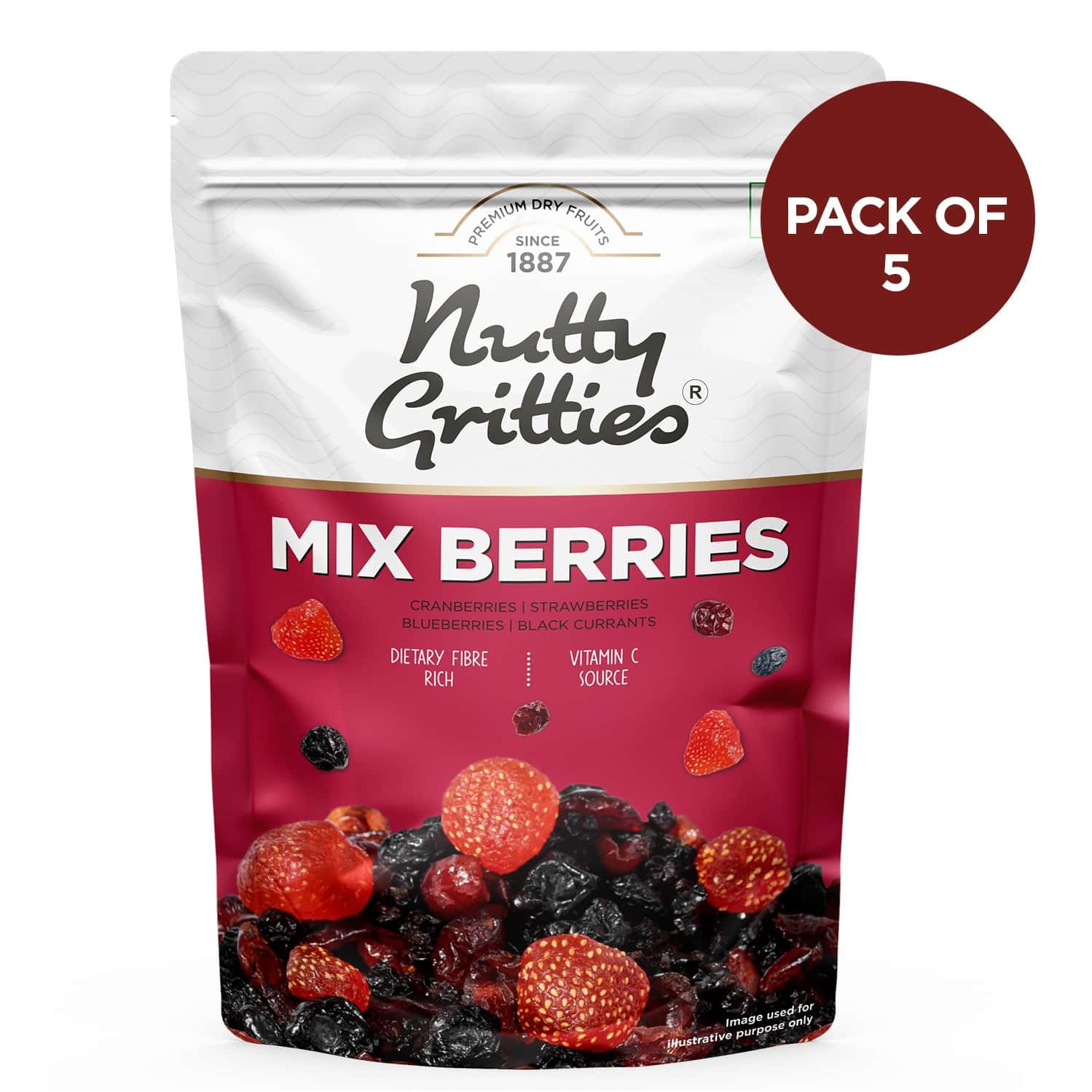 Nutty Gritties Mix Berries - 250 (5 Pack Of 50g Each)