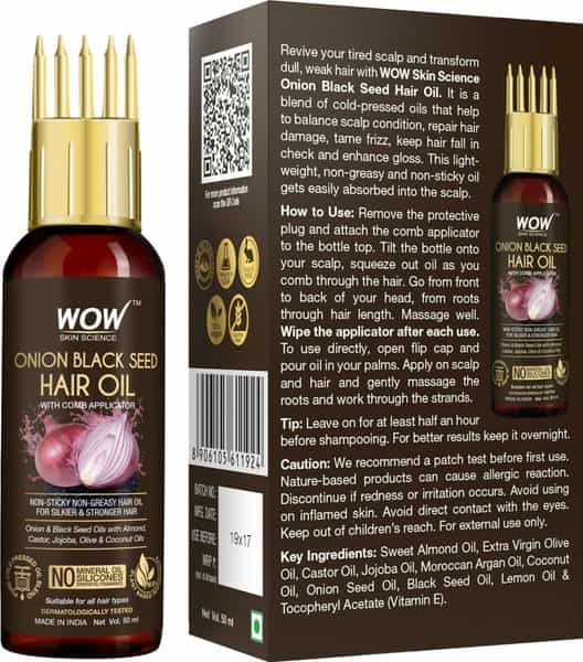 Wow Skin Science Onion Black Seed Hair Oil With Comb - 50 Ml