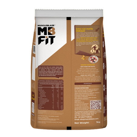 Muscleblaze Fit Instant Oats 1 Kg, Unflavoured | 12 G Protein, 100% Rolled Oats, Breakfast Cereals