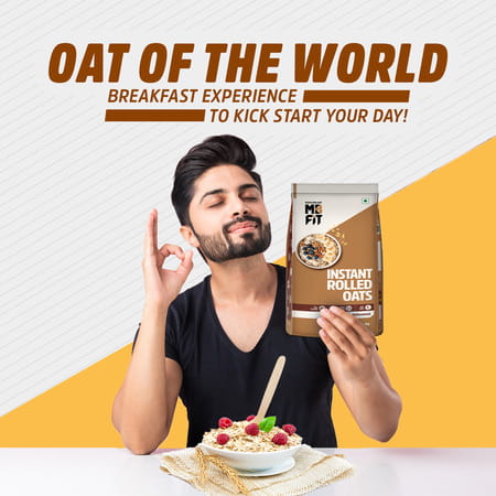 Muscleblaze Fit Instant Oats 1 Kg, Unflavoured | 12 G Protein, 100% Rolled Oats, Breakfast Cereals