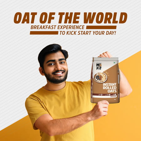 Muscleblaze Fit Instant Oats 1 Kg, Unflavoured | 12 G Protein, 100% Rolled Oats, Breakfast Cereals