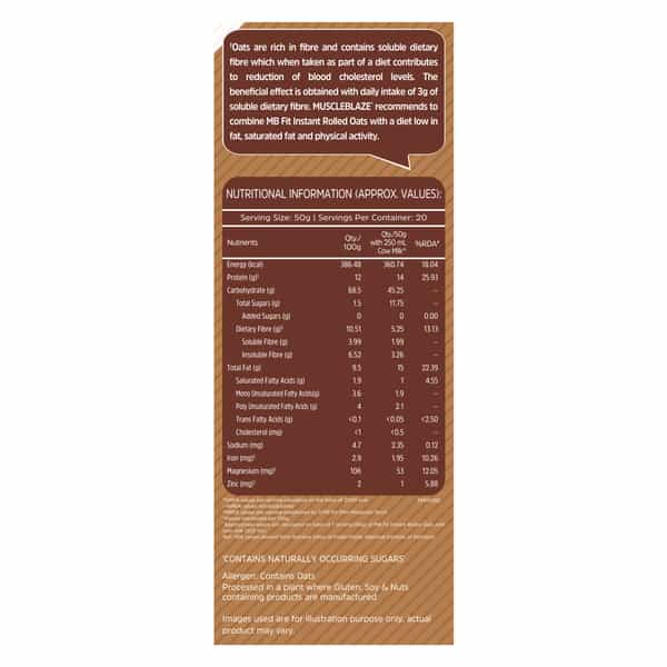 Muscleblaze Fit Instant Oats 1 Kg, Unflavoured | 12 G Protein, 100% Rolled Oats, Breakfast Cereals