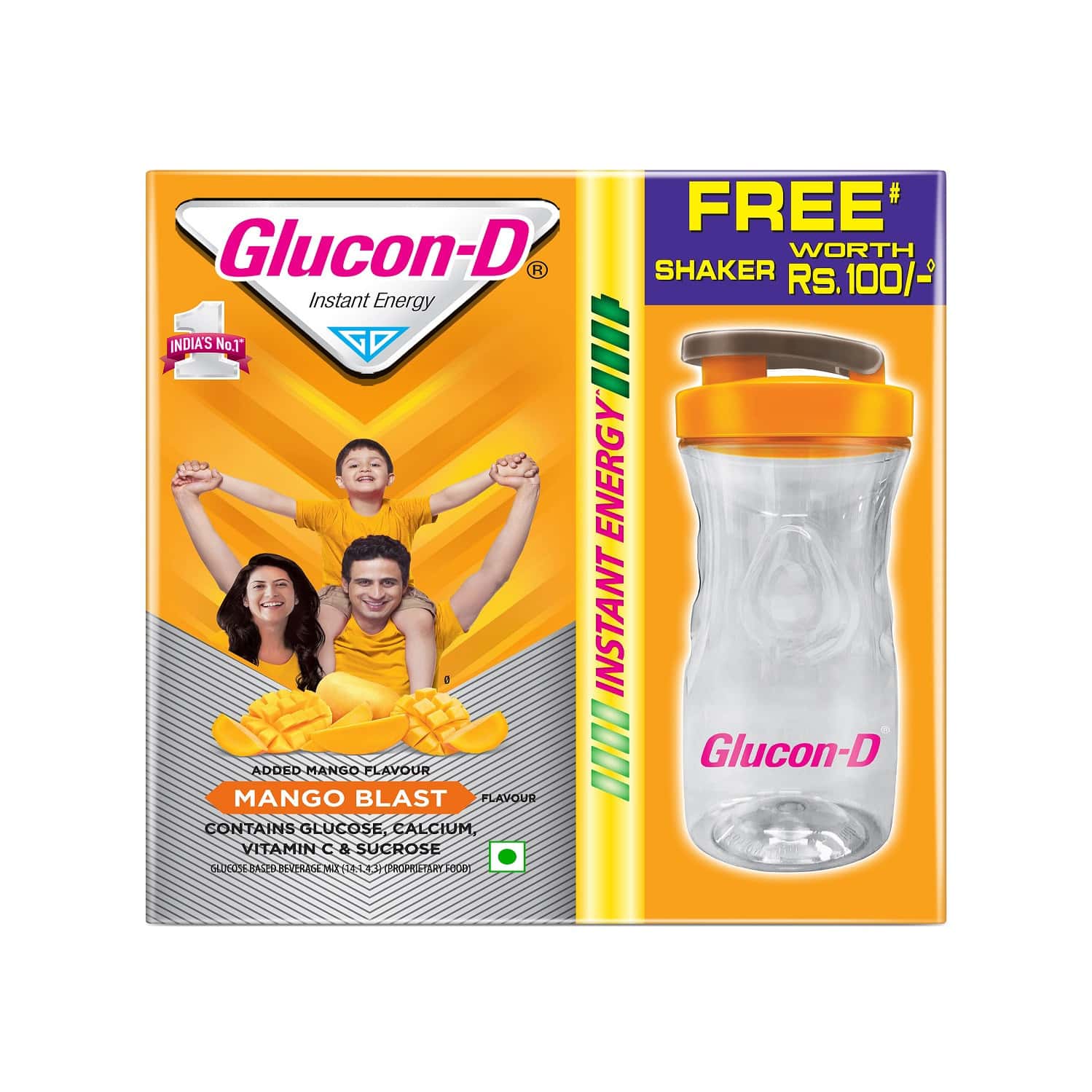 Glucon-D Mango Blast Glucose Powder With Free Tiffin450g Refill