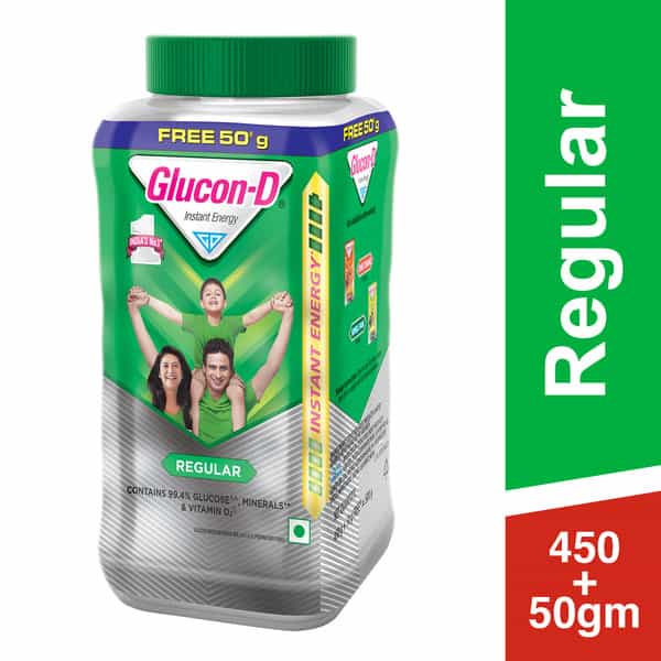 Glucon-D Regular With 3 Benefits Of Energy | Recovery | And Immunity | 450 G ( Get Extra 50 G Free)