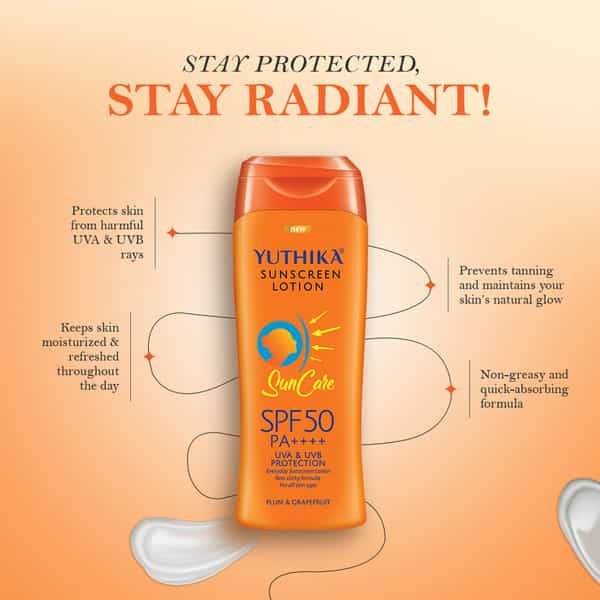 Yuthika Sunscreen Lotion Spf 50 Pa++++ | Uva & Uvb Protection | Sun Cream | All Skin Types - 100Ml