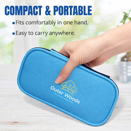 Outer Woods Insulin Cooler Bag With 2 Ice Gel Packs | 6+ Hours Cooling | Insulin Travel Pouch - Blue