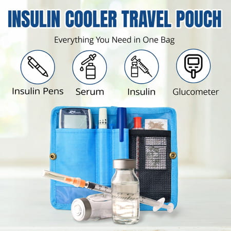 Outer Woods Insulin Cooler Bag With 2 Ice Gel Packs | 6+ Hours Cooling | Insulin Travel Pouch - Blue