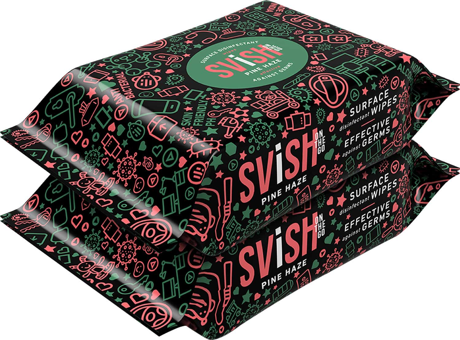Svish On The Go Pine Haze Gadget Disinfectant Wipes | Biodegradable Non-Alcoholic - (3x30 Pulls)