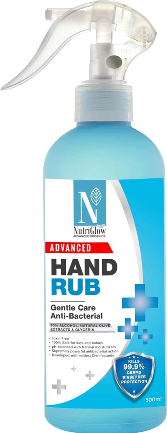 Nutriglow Advanced Organics Hand Rub Sanitizer With Natural Olive Extracts Kills 99.9% Germs(500ml)