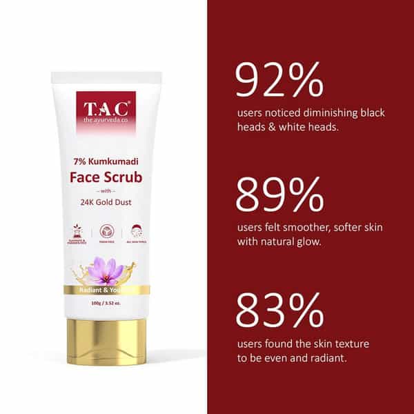 Tac - The Ayurveda Co. 7% Kumkumadi Face Scrub With 24K Gold Dust Radiant & Youthful- 100G