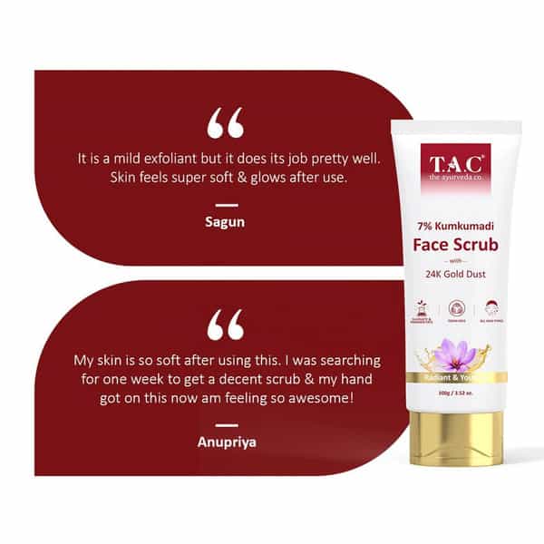 Tac - The Ayurveda Co. 7% Kumkumadi Face Scrub With 24K Gold Dust Radiant & Youthful- 100G
