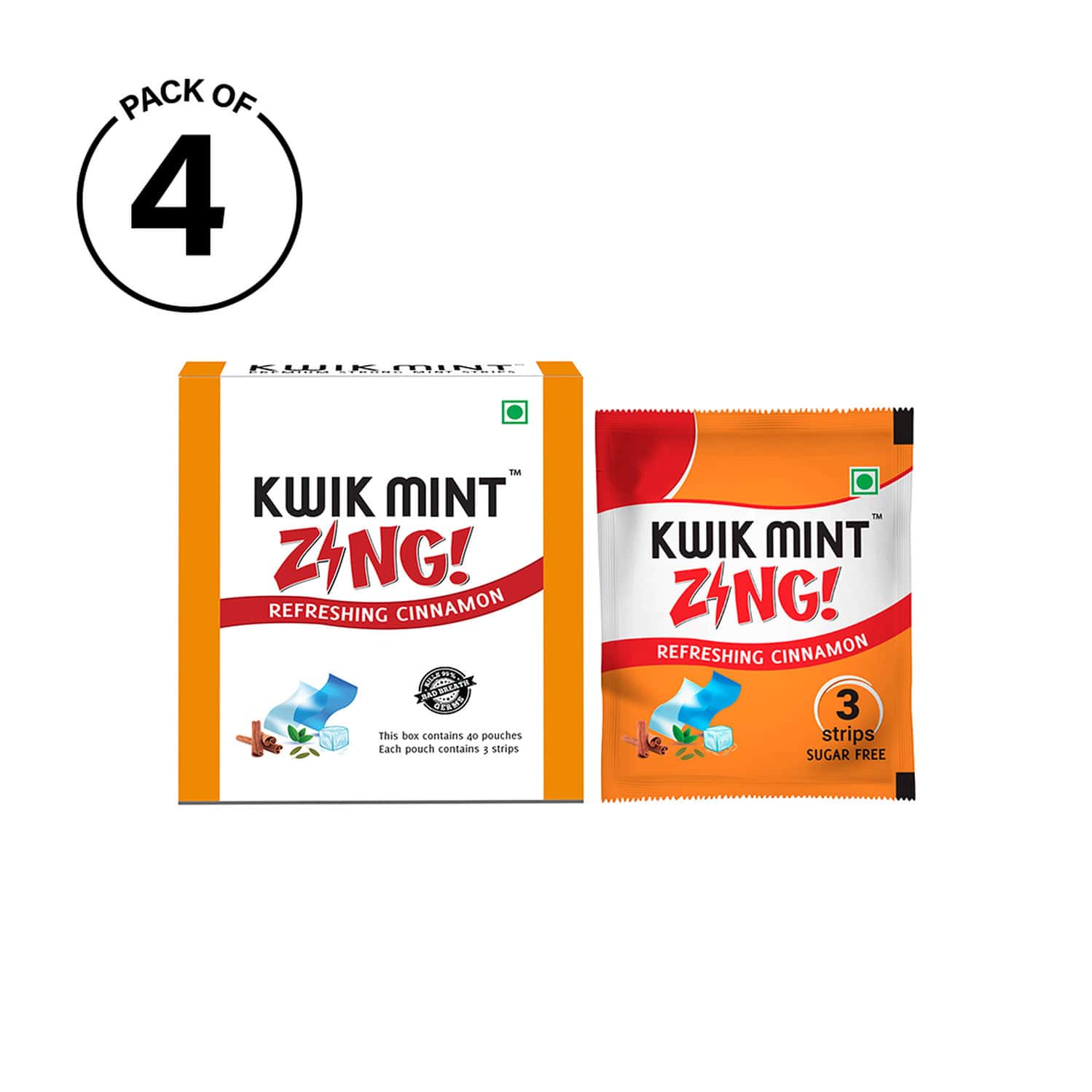 Kwik Mint Zing Mouth Freshener - Pack Of 4