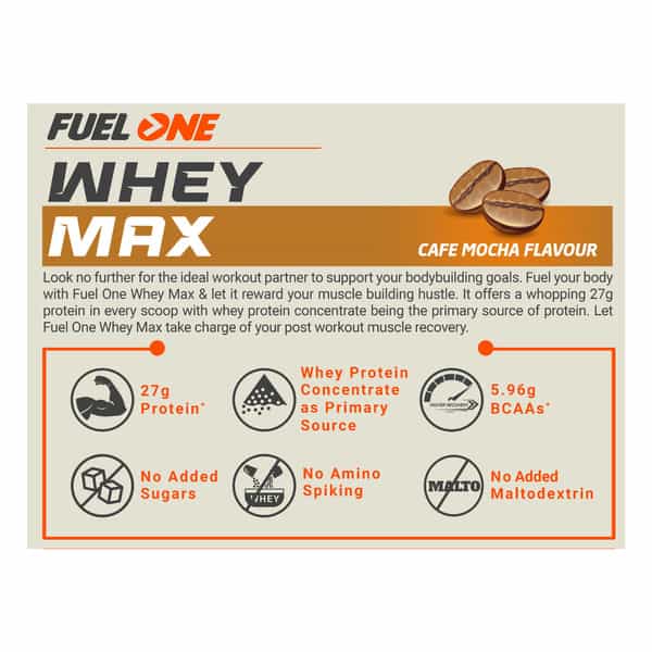 Fuel One Whey Max (Cafe Mocha | 1Kg / 2.2Lbs) | Whey Protein Concentrate