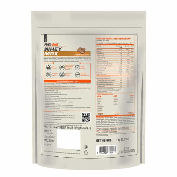 Fuel One Whey Max (Cafe Mocha | 1Kg / 2.2Lbs) | Whey Protein Concentrate