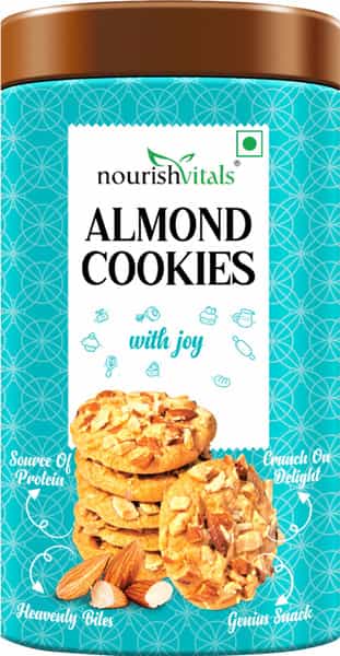 Nourishvitals Almond Cookies Heavenly Bites Source Of Protein Crunchy Delights Genius Snack 120G