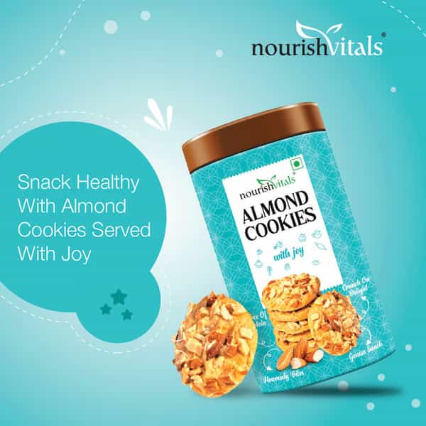 Nourishvitals Almond Cookies Heavenly Bites Source Of Protein Crunchy Delights Genius Snack 120G