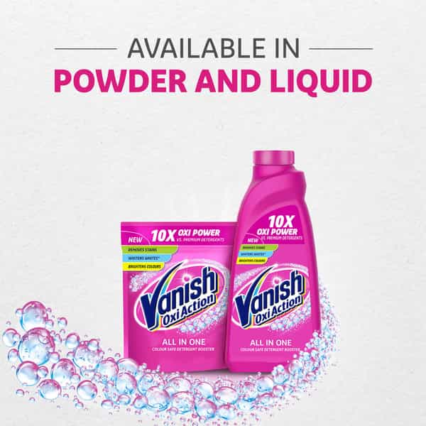 Vanish All In One Powder Detergent Booster - 200 G | Removes Stains Whitens Whites Brightens Colors
